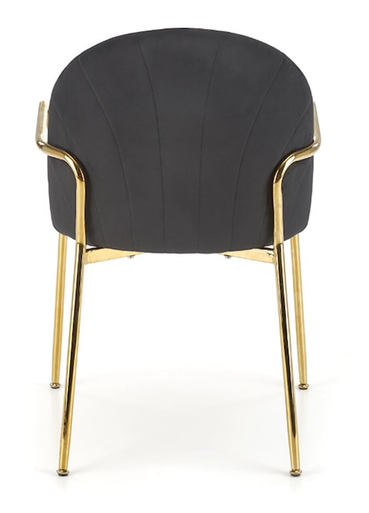 Krzesło tapicerowane Clobey beżowo/czarne ze złotym stelażem  - zdjęcie 7