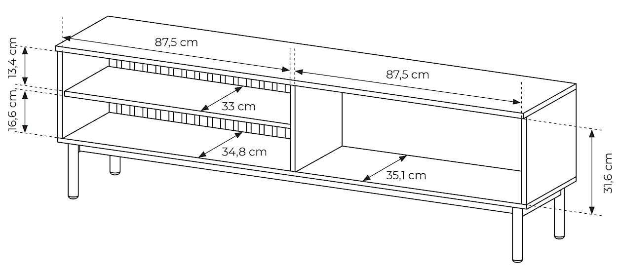 Szafka RTV Lang 180 cm z lamelami i oświetleniem LED czarny / dąb evoke  - zdjęcie 9