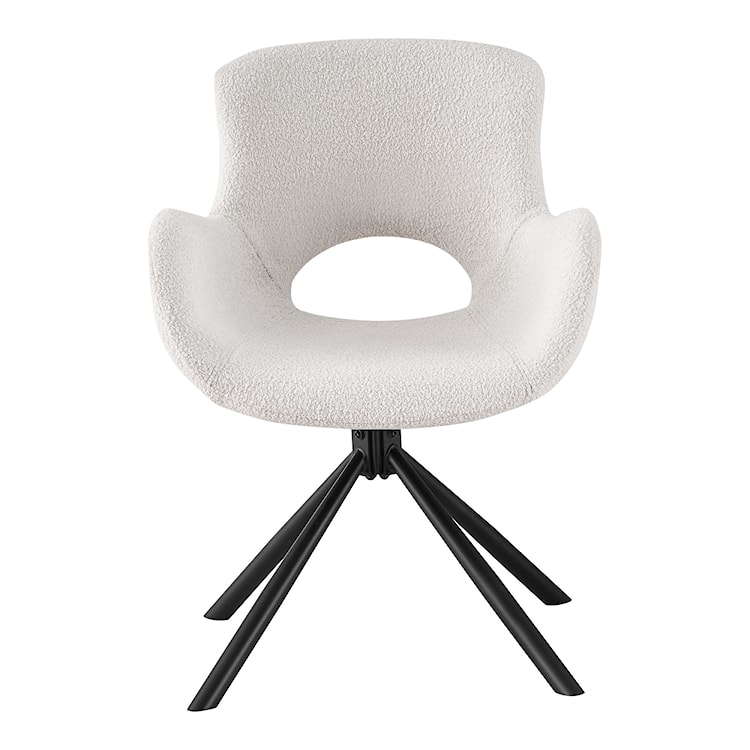 Krzesło do jadalni Ganiton obrotowe białe w tkaninie boucle  - zdjęcie 2