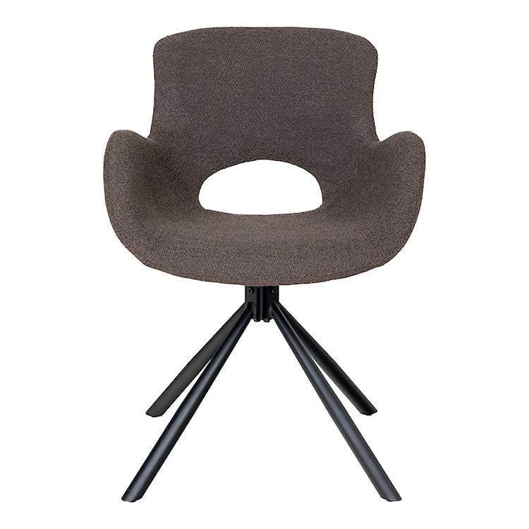 Krzesło do jadalni Ganiton obrotowe brązowe w tkaninie boucle  - zdjęcie 2