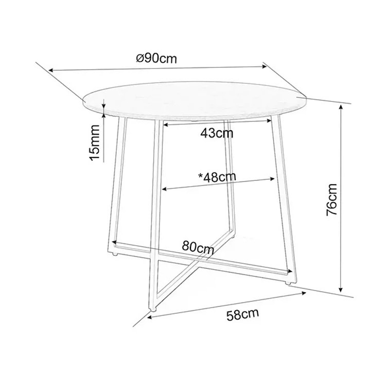 Stół do jadalni Luna okrągły blat 90 cm dąb rustykalny  - zdjęcie 4