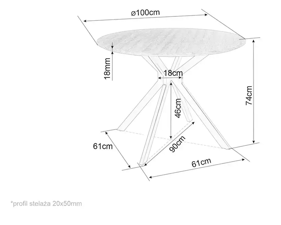 Stół do jadalni Aster okrągły średnica 100 cm biały marmur  - zdjęcie 5