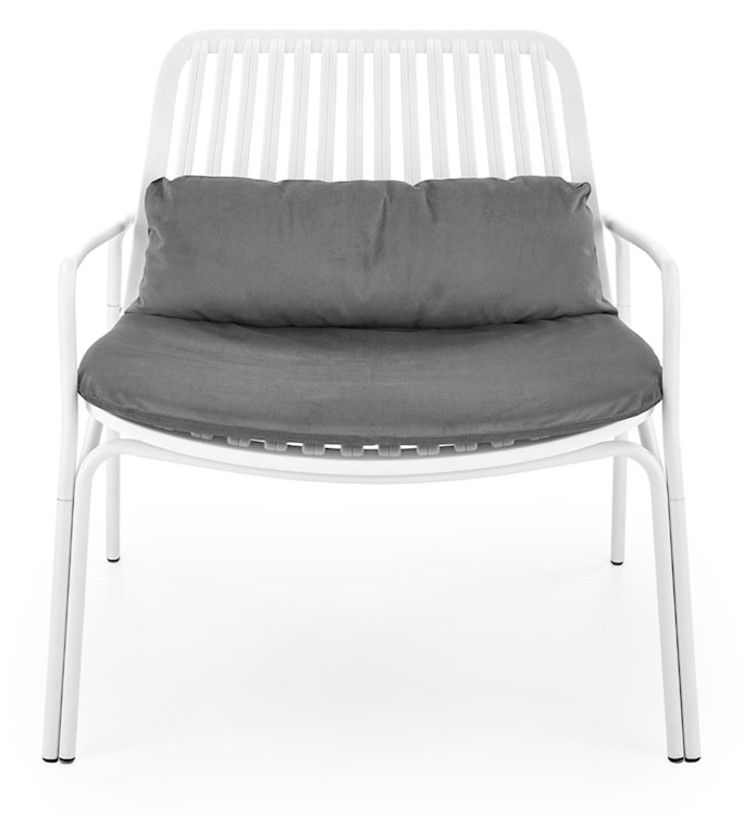 Fotel metalowy Herece biały z popielatą poduchą  - zdjęcie 4