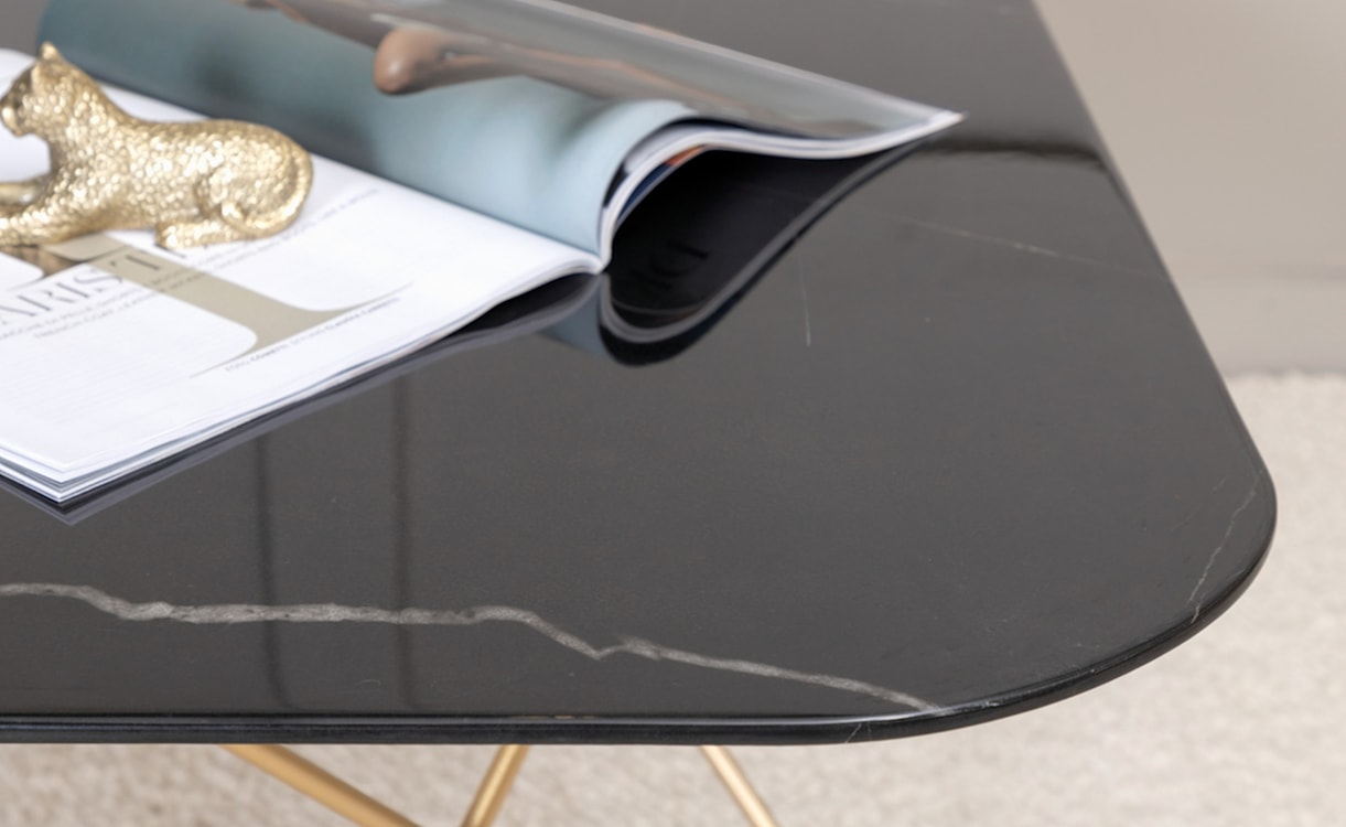 Stolik kawowy Maltive 80x80 cm czarne marmurowe szkło/ złota podstawa  - zdjęcie 7