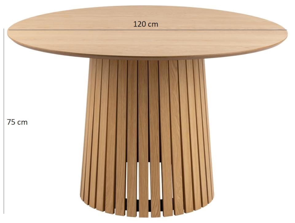Stół okrągły Gimmar dąb z lamelową podstawą 120 cm  - zdjęcie 5