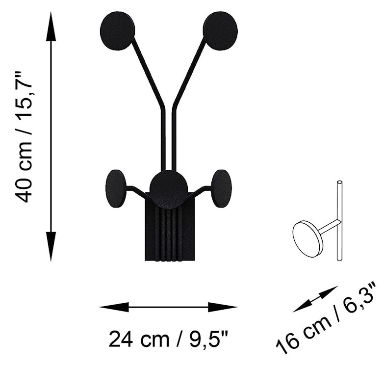 Wieszak ścienny Giraffe metalowy czarny  - zdjęcie 6