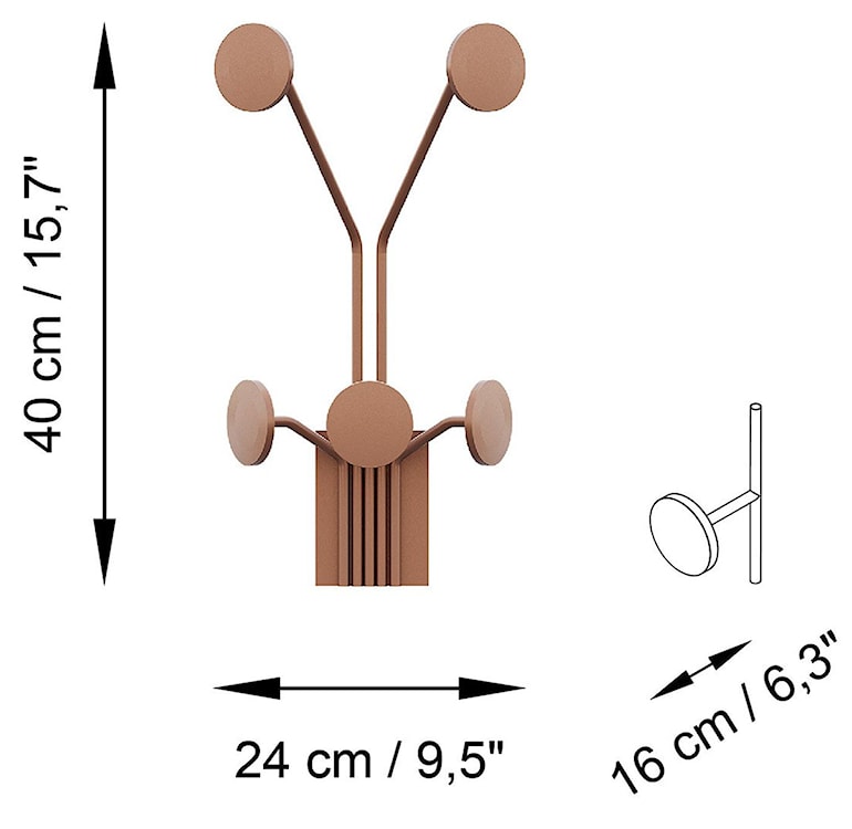 Wieszak ścienny Giraffe metalowy miedziany  - zdjęcie 6