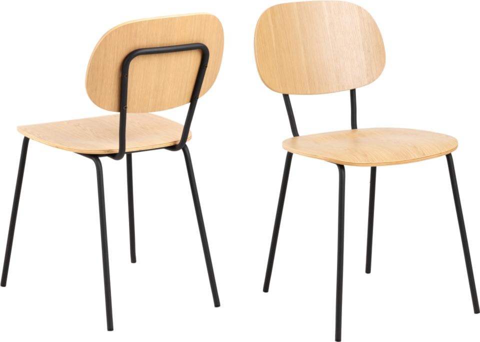 Krzesło drewniane Glencendra fornir dębowy na metalowych nóżkach  - zdjęcie 2