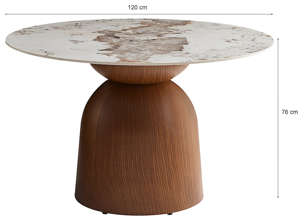 Stół do jadalni Glindro okrągły średnica 120 cm z kamiennym blatem/orzech  - zdjęcie 6