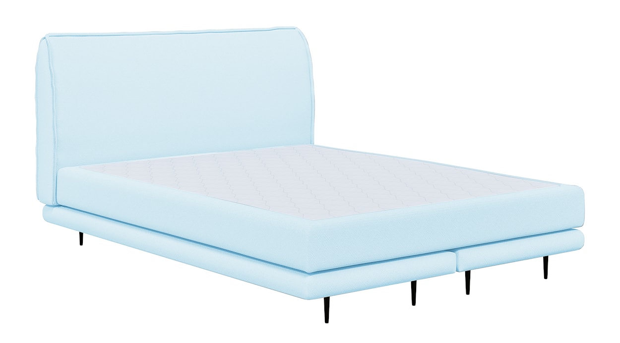 Łóżko tapicerowane 140x200 cm Gorino z materacem błękitne plecionka