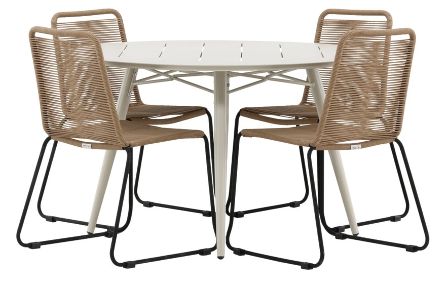 Zestaw ogrodowy Subtley beżowy stół 120 cm + brązowe krzesła