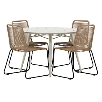 Zestaw ogrodowy Subtley beżowy stół 120 cm + brązowe krzesła