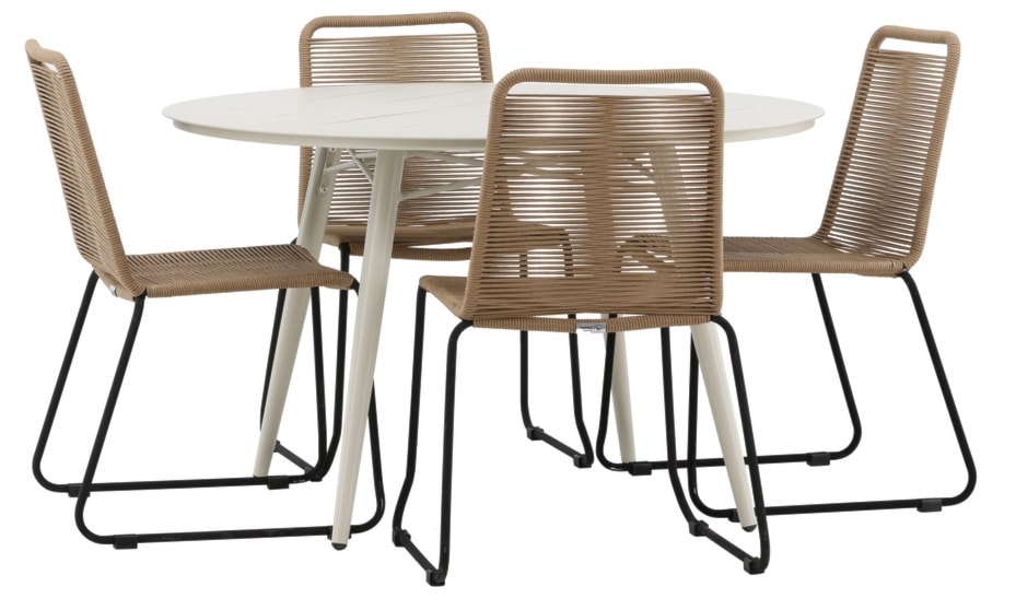 Zestaw ogrodowy Subtley beżowy stół 120 cm + brązowe krzesła  - zdjęcie 5