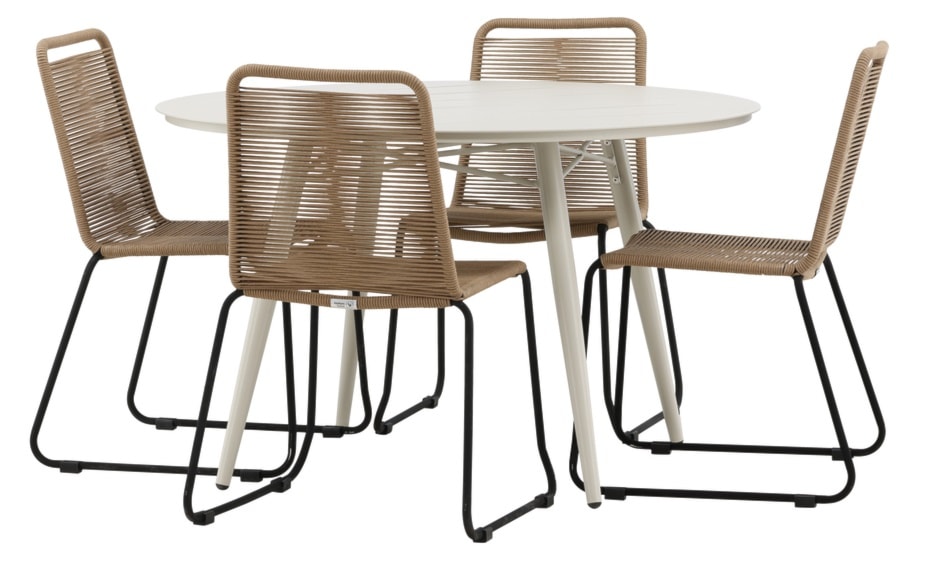 Zestaw ogrodowy Subtley beżowy stół 120 cm + brązowe krzesła  - zdjęcie 6