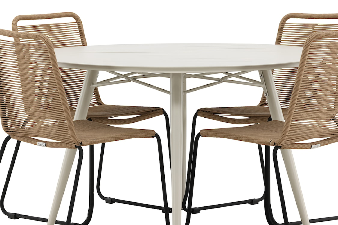 Zestaw ogrodowy Subtley beżowy stół 120 cm + brązowe krzesła  - zdjęcie 7