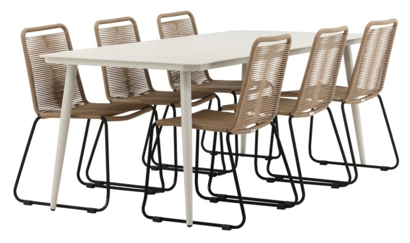 Zestaw ogrodowy Subtley beżowy stół 200x90 cm + brązowe krzesła