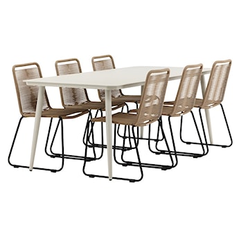 Zestaw ogrodowy Subtley beżowy stół 200x90 cm + brązowe krzesła