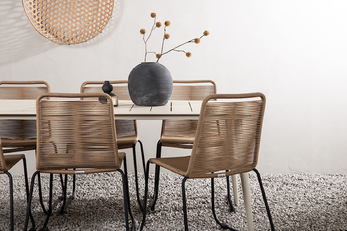 Zestaw ogrodowy Subtley beżowy stół 200x90 cm + brązowe krzesła  - zdjęcie 3