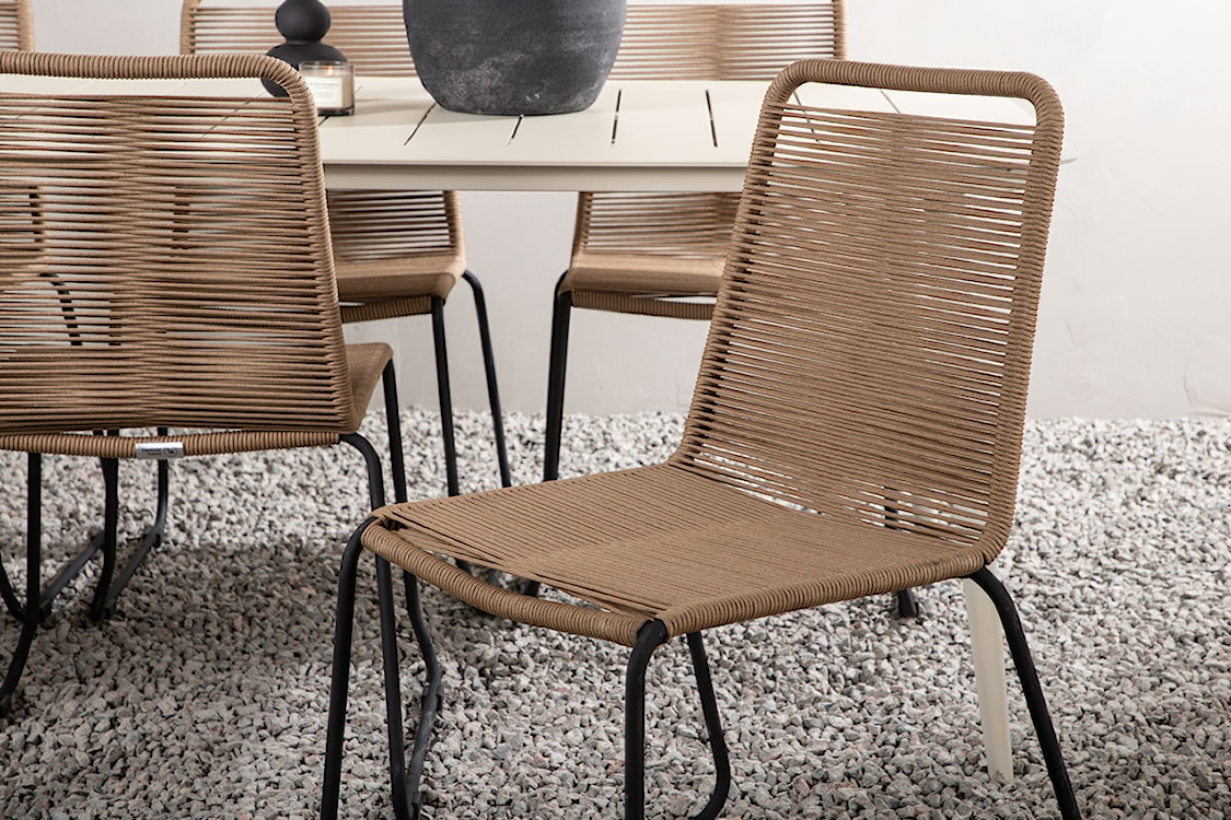 Zestaw ogrodowy Subtley beżowy stół 200x90 cm + brązowe krzesła  - zdjęcie 5