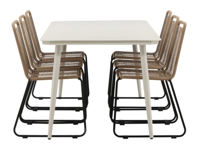 Zestaw ogrodowy Subtley beżowy stół 200x90 cm + brązowe krzesła  - zdjęcie 6