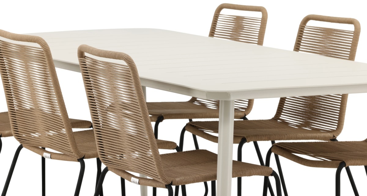 Zestaw ogrodowy Subtley beżowy stół 200x90 cm + brązowe krzesła  - zdjęcie 8