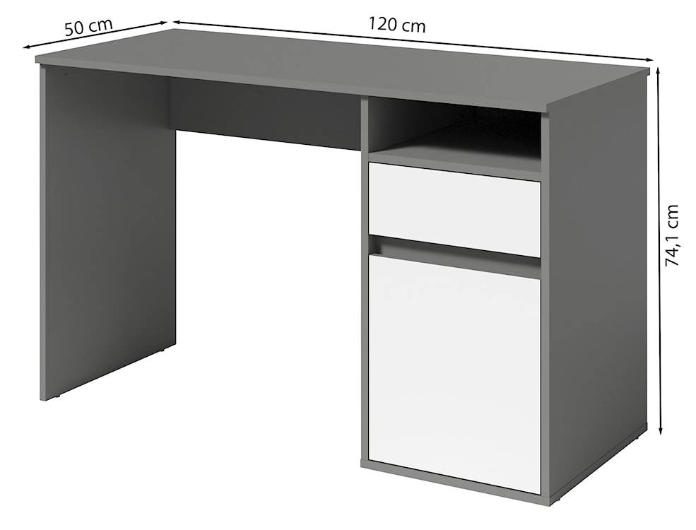 Biurko Billa z szufladą i szafką 120 cm grafit / biały  - zdjęcie 4