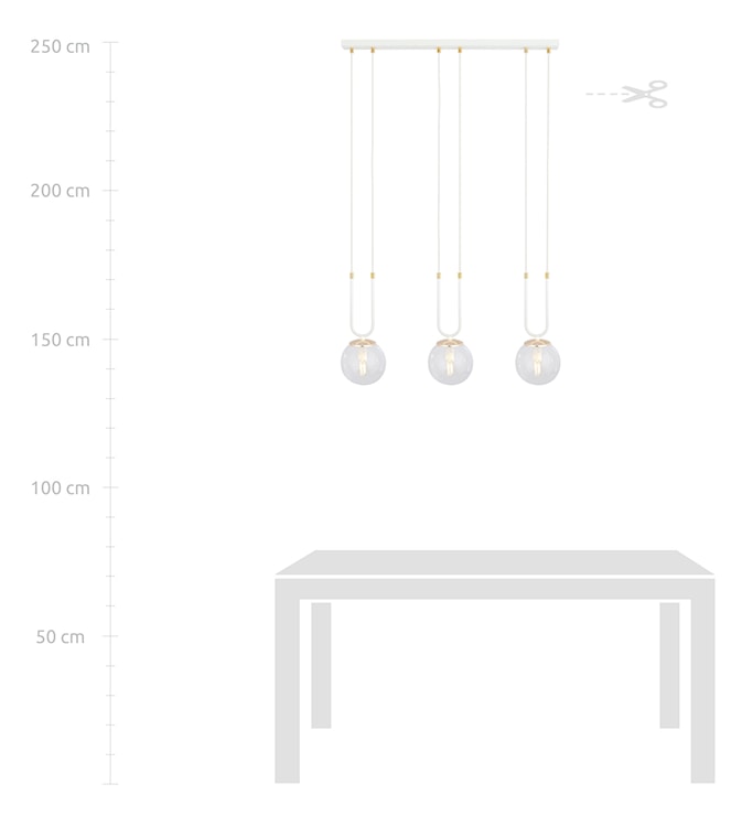 Lampa wisząca Greerlan biało-transparentna x3  - zdjęcie 7