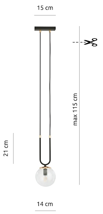 Lampa wisząca Greerlan czarno-transparentna x1  - zdjęcie 6