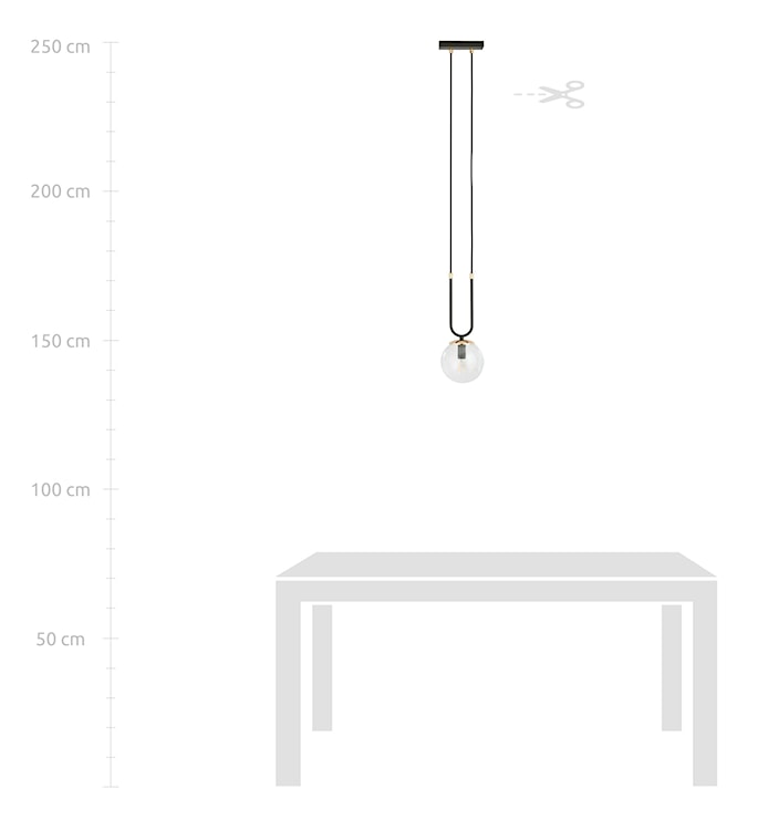 Lampa wisząca Greerlan czarno-transparentna x1  - zdjęcie 7