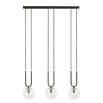 Lampa wisząca Greerlan czarno-transparentna x3