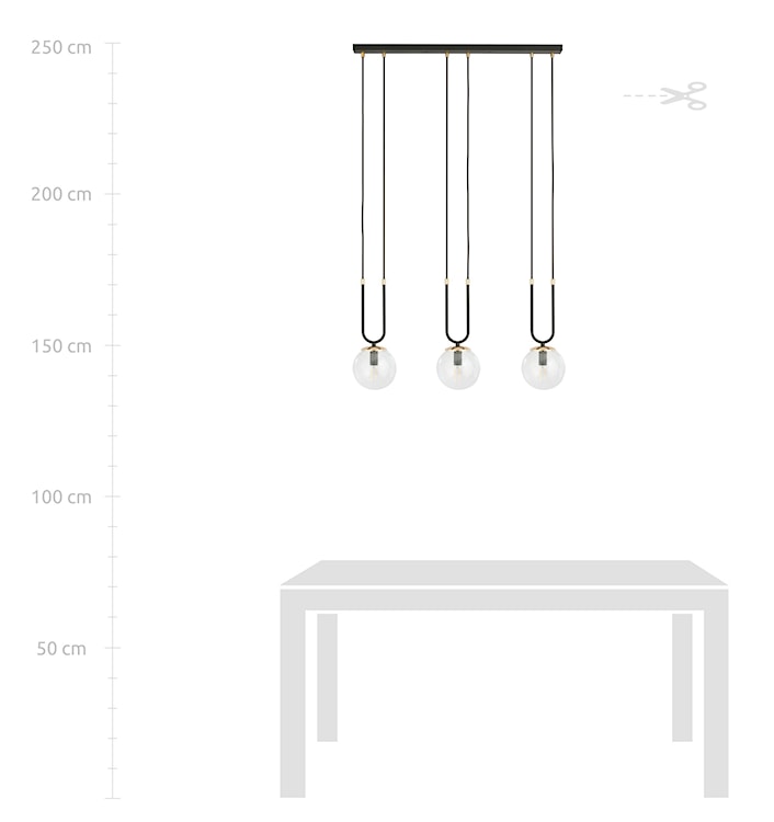 Lampa wisząca Greerlan czarno-transparentna x3  - zdjęcie 8