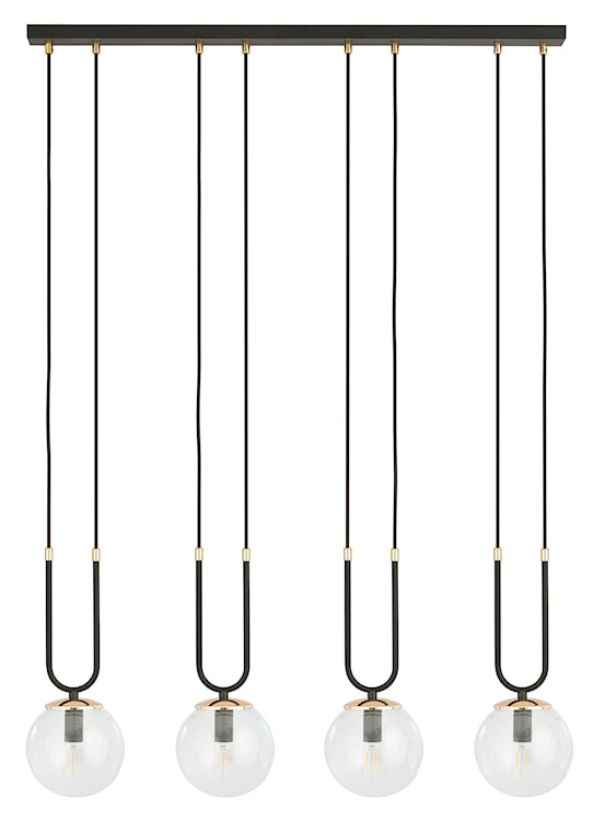 Lampa wisząca Greerlan czarno-transparentna x4 