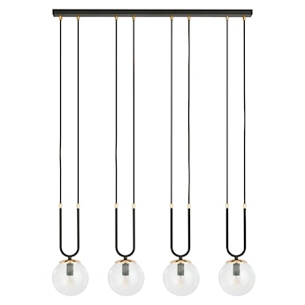 Lampa wisząca Greerlan czarno-transparentna x4