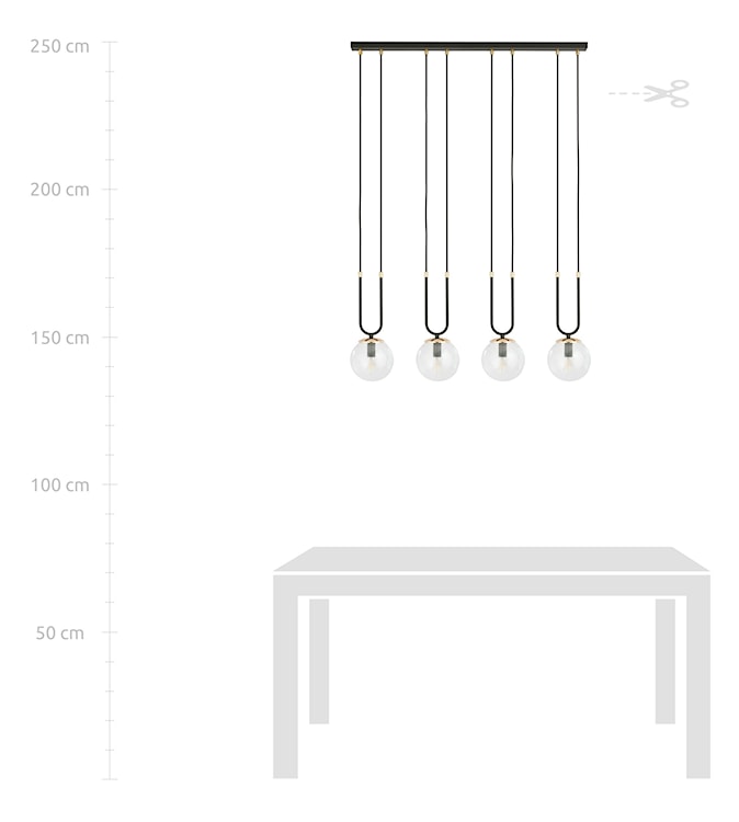 Lampa wisząca Greerlan czarno-transparentna x4  - zdjęcie 8