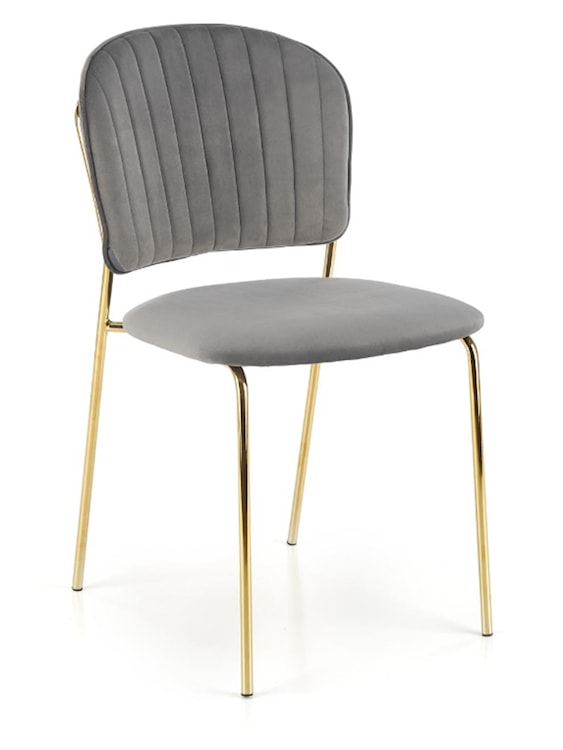 Krzesło tapicerowane Revisant szary velvet na złotej podstawie  - zdjęcie 5