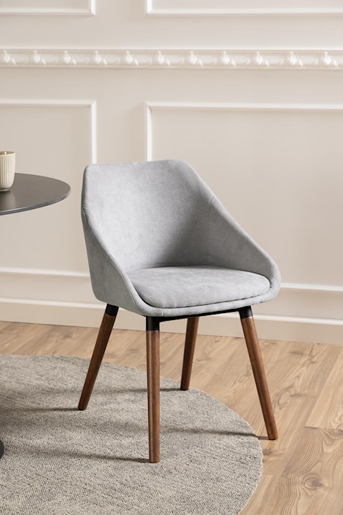 Krzesło tapicerowane Gurkeli klasyczne szare na drewnianej podstawie  - zdjęcie 10