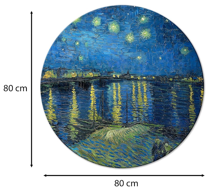 Obraz okrągły Gwieździsta noc nad Rhone Vincent van Gogh średnica 80 cm  - zdjęcie 3
