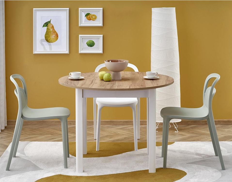 Stół rozkładany Nelloom 102-142x102 dąb craft/ biały  - zdjęcie 3