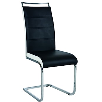 Krzesło tapicerowane H441 czarna ekoskóra/ chromowana podstawa