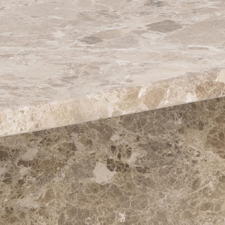Stolik kawowy Hadrum kwadratowy jasny marmur na masywnych nogach 90 cm  - zdjęcie 4