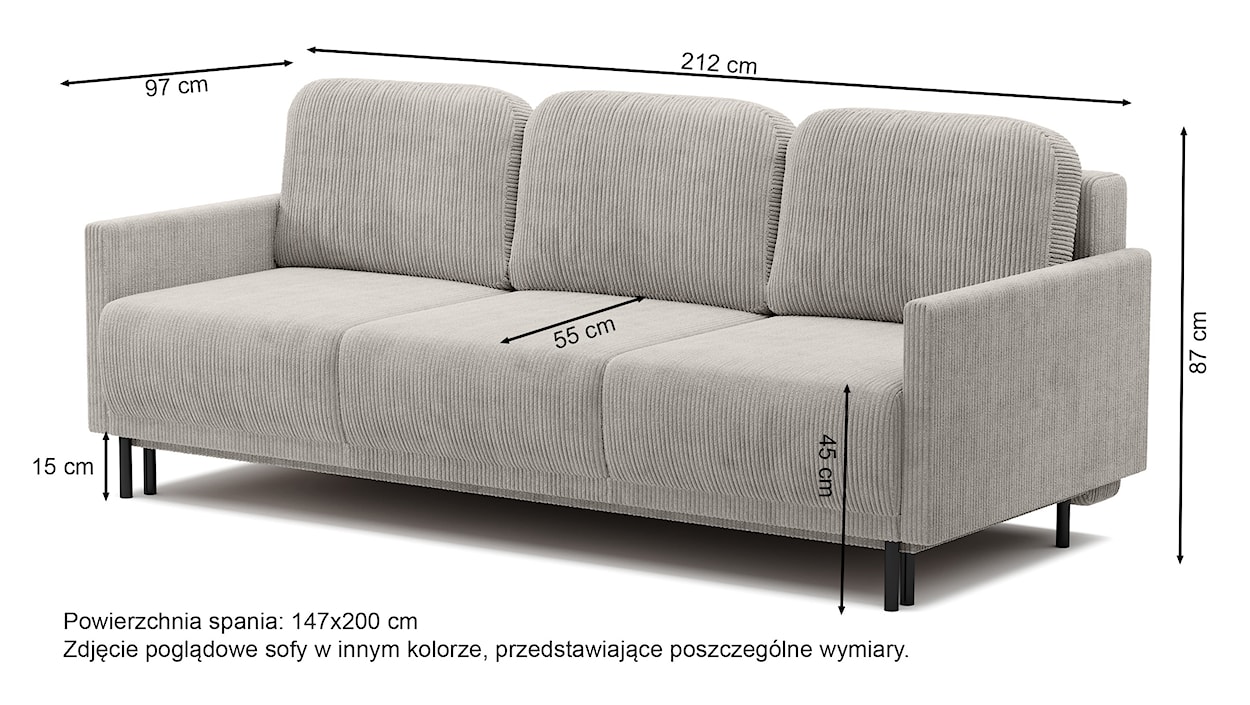 Kanapa rozkładana trzyosobowa Hamiel z pojemnikiem miedziana sztruks  - zdjęcie 10