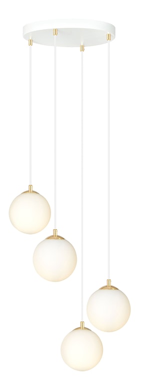 Lampa wisząca Hanneys biało-złota na okrągłej podsufitce x4  - zdjęcie 9