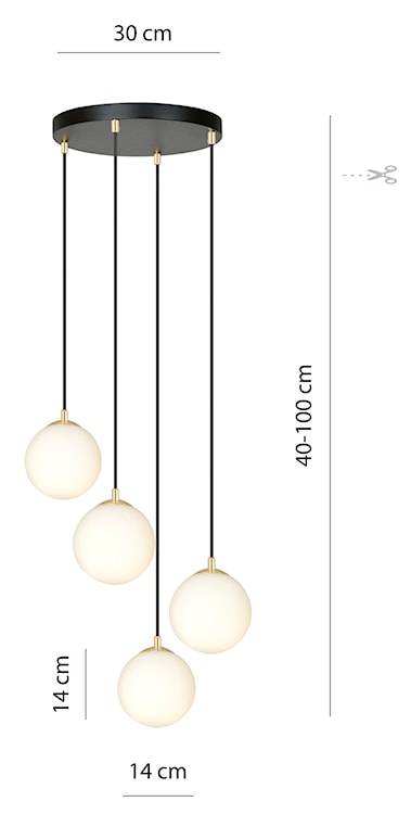 Lampa wisząca Hanneys czarno-złota na okrągłej podsufitce x4  - zdjęcie 10