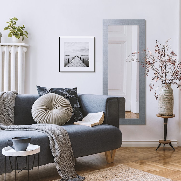 Lustro ścienne Hausly 148x56 cm szare płótno  - zdjęcie 2