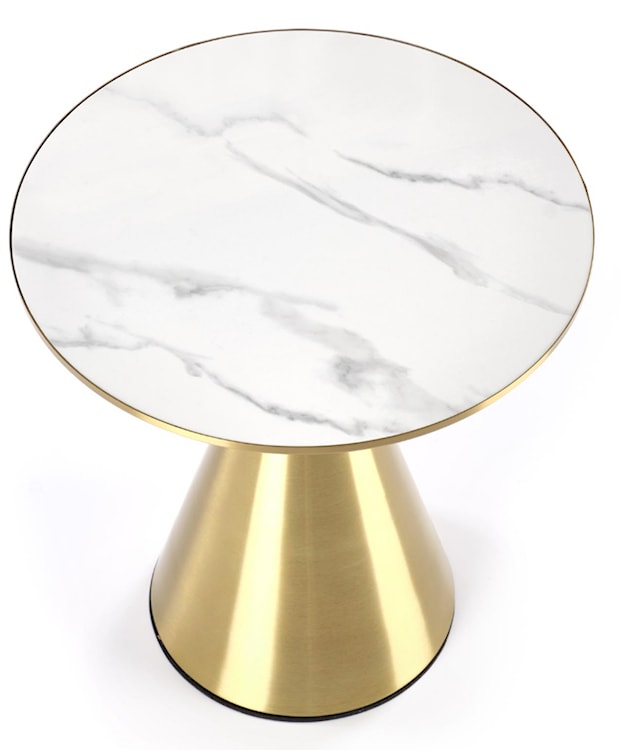 Stolik kawowy okrągły Nallowed 50 cm biały marmur/ złoty  - zdjęcie 2