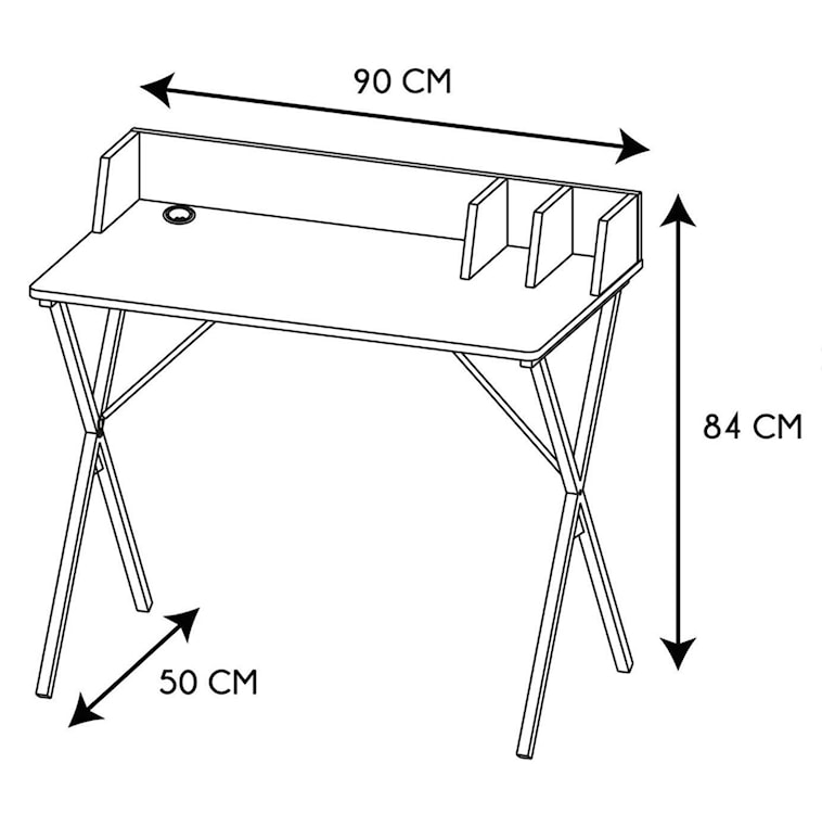 Biurko Anizess 90x50 cm biały marmur/czarne  - zdjęcie 4