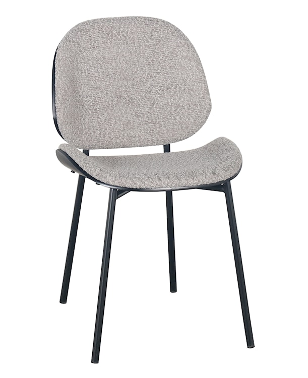 Krzesło tapicerowane Jazzlen na czarnych nogach boucle szary beż / jesion portland