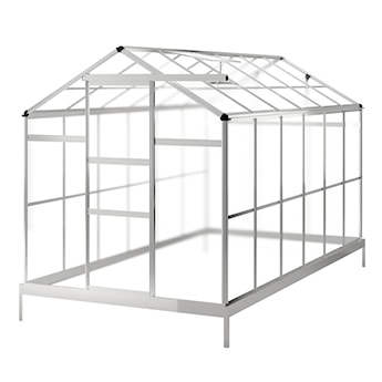 Szklarnia ogrodowa aluminiowa poliwęglanowa 6,72 m2 sześciosekcyjna z fundamentem 184x365 cm srebrna