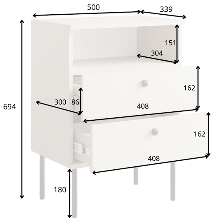 Szafka nocna High z dwiema szufladami 50 cm beżowa  - zdjęcie 4