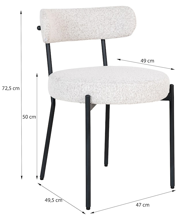 Krzesło tapicerowane Holstelly w tkaninie boucle białe  - zdjęcie 6